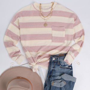New! Ultra Soft Pink Striped Sweater